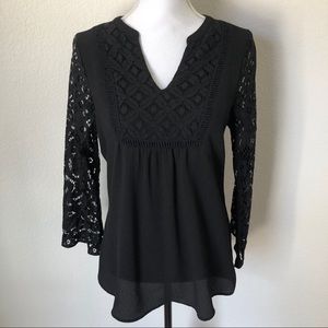 Fig and Flower Lace Bell Sleeve Peasant Boho Top